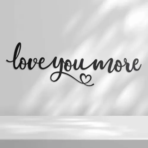 Zzbakress Love You More Wall Art Black Metal Wall Art Decor Metal Letters Love Wall Decor Valentine Gifts Love You More Gifts Love Signs for Home Decor Valentine Decorations (Vivid)