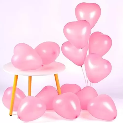 100 Pack Heart Shaped Balloons, 10 Inch Latex Heart Balloons for Valentine