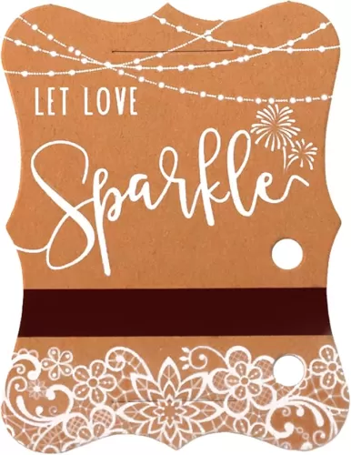 100PCS Kraft Wedding Send-Off Sparkle Tags with Match Holder and Striker, Rustic White lace‘Let Love Sparkle’ Decor Craft Paper Sleeves for Ceremony Grand Exit, Parties, Graduation Favors, Engagement