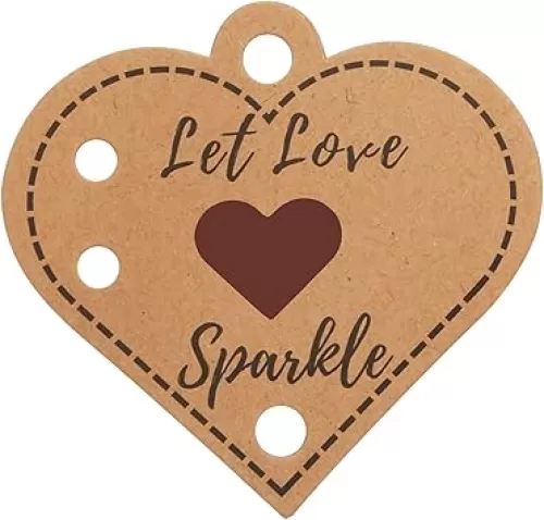 100PCS Kraft Wedding Send-Off Tags, “Let Love Sparkle” Rustic Heart Shape Decor Sleeves Cards for Weddings Send-Off, Anniversary, Parties, Graduation, Birthday, Engagement Event