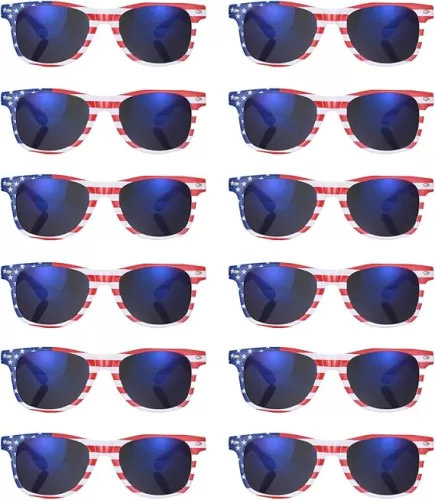12 Pack American Flag Sunglasses Bulk for Adult Classic Patriot 4th of July Independence Day Supplies