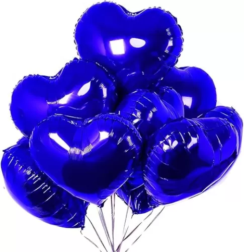 12 pcs Blue Heart Foil Balloons, 18 Inch Heart Shaped foil Balloon Love Balloon for Wedding Decoration Party Balloon Birthday