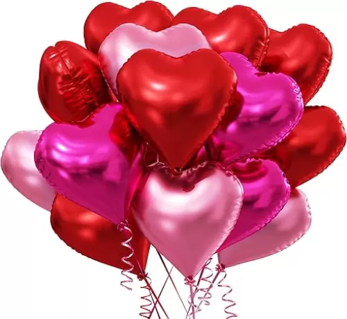 18 Pcs Heart Shape Balloons Red Pink Hot Pink Valentines Day Balloons Love Valentine Balloons For Valentine's Day Birthday Wedding Engagement Bridal Baby Shower Bachelorette Party Decorations