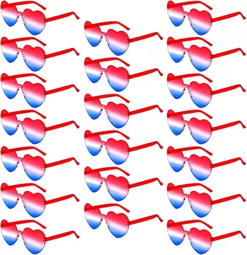 20 Pairs Heart Shaped Sunglasses Bulk, Colorful Rimless Fun Heart Sunglasses for Women Party Favors