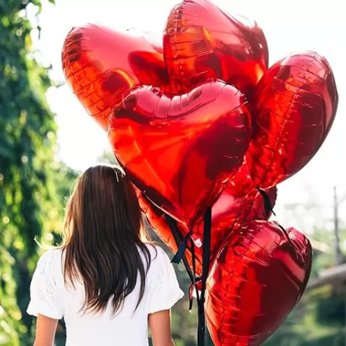 20 Pcs Red Heart Balloons, 18 Inch Red Heart Shaped Balloons, Romantic Valentine Balloon, Big Heart Foil Balloon for Valentine's Day Wedding Anniversary Baby Shower Party