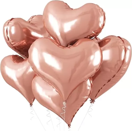 24 Inch Rose Gold Heart Balloons Large Metallic Rosegold Heart Shaped Foil Mylar Balloon for Women Girls Wedding Marriage Anniversary Engagement Baby Bridal Shower Birthday Party Decor