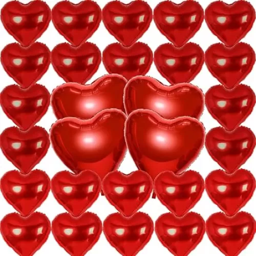 28Pcs Valentines Day Balloons, Red Heart Balloons 18'' and 32'' Valentines Balloons Large Foil Heart Shaped Balloons for Party Decorations