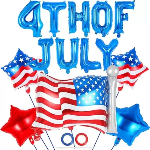 29 Pcs 4th of July Balloons, Independence Day Decorations Balloon, American Flag Aluminum Foil Balloons, Red Blue White Star Balloon for Memorial Day Labor Party Supplies (4th of July Letter and Star)