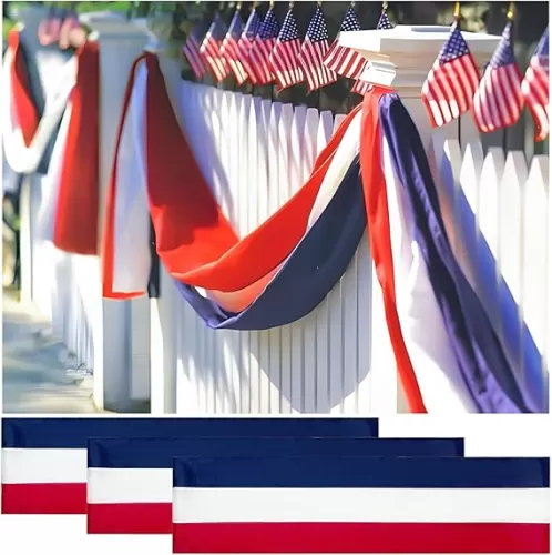2x20 Ft Red White and Blue Banner Decorations 3 Pack, 4th of July Banners for Outside, Bunting Flags for Independence Day, Labor Day, Veterans Day, Memorial Days