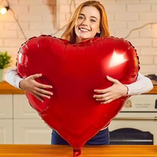 32 Inch Red Heart Balloons, 4 Pcs Valentines Balloons, Large Red Heart Foil Balloons, Romantic Heart Shaped Balloons, Mylar Balloons for Valentine's Day Wedding Engagement Party Decorations