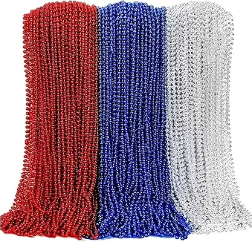 36 Pcs 4th of July Beads Necklaces, Fourth of July Necklaces Bulk Accessories, Independence Day Red White and Blue Beads Usa Patriotic Memorial Party Favors supplies Decorations
