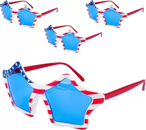 4 Pairs American Flag Sunglasses Patriotic Flag Sunglasses 80s Retro Style Sunglasses for Men Women Independence Day