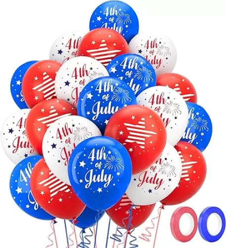 4th of July Balloons, 30 PCS 4th of July Decorations Balloons, 12 Inch Red White and Blue Balloon, Patriotic Matte Latex Balloon for Fourth of July Independence Memorial Day Birthday Party Decorations
