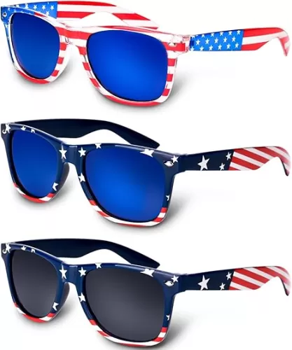 4th of July Decorations, 4th of July/Fourth of July Accessories Memorial Day Patriotic American Flag Sunglasses 3PCS