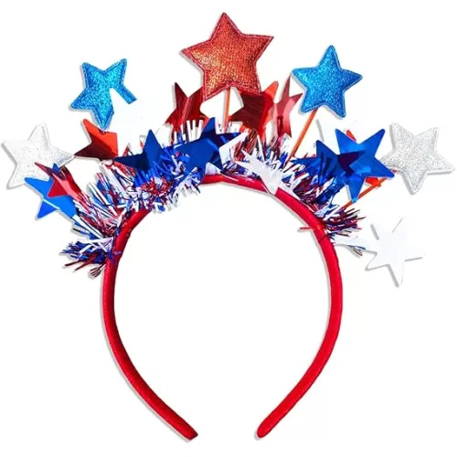 4th of July Headband for Women, Red White and Blue Star Headband for Patriotic Fourth of July Hair Accessories