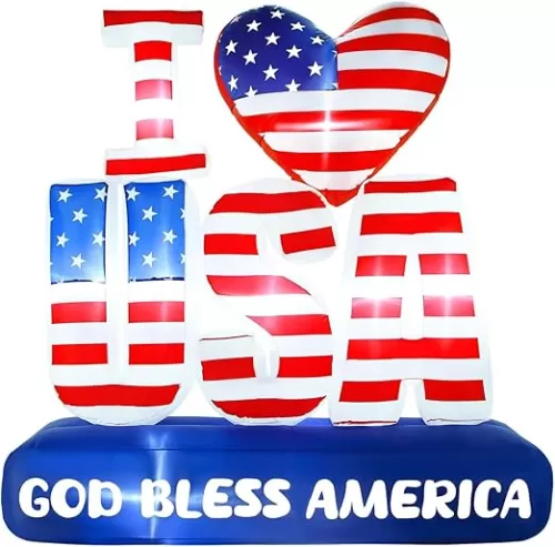 4th of July Inflatables Outdoor Patriotic Independence Day 5.4FT Blow Up Yard Decorations God Bless America Inflatable Indoor Garden Patio Lawn Holiday Blow Ups Memorial Day Fourth of July Décor