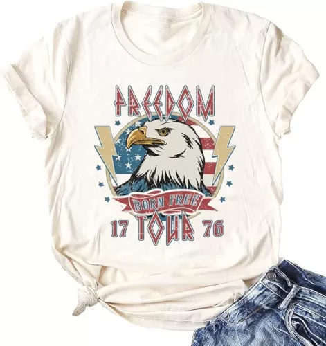 4th of July Patriotic Shirt for Women American Flag Tshirt Red White and Blue USA Flag Stars Tops.