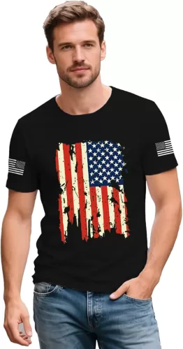 4th of July Shirts for Men American Flag T-Shirt USA Patriotic Tee Tops