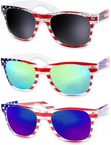 4th Of July Sunglasses American Flag Sunglasses for Independence Day Flag Day June 14th Events Sunglasses Protect Your Eyes from UV Rays Outdoor Activities Fashion Accessories Style E 3pcs