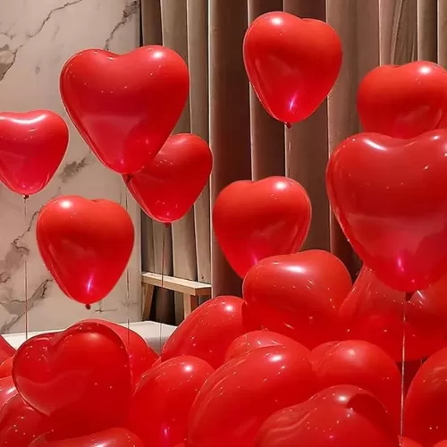 50 10-inch Red Color Heart shaped Latex Balloons for Valentines Day, Propose Marriage, Wedding Party