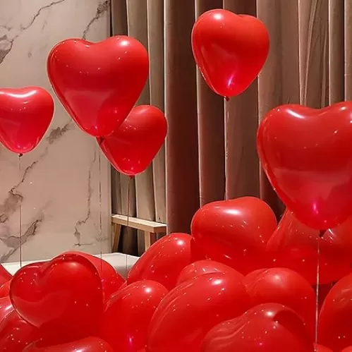 50 6-inch Red Color Heart shaped Latex Balloons for Valentines Day, Propose Marriage, Wedding Party