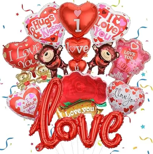 9 Pcs Valentines Balloons I Love You Foil Balloons 40 Inch Love Mylar Balloon Heart Shaped Balloon Propose Marriage Wedding Anniversary Valentines Day Decorations Supplies