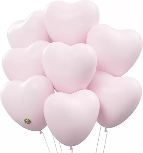 AFTERLOON® Biodegradable Balloons 100 pcs Pastel Baby Pink 12 Inch Heart Shaped, Thickened Extra Strong Natural Latex Helium Float, Proposal Marriage Love Baby Shower Gender Reveal Wedding Bridal