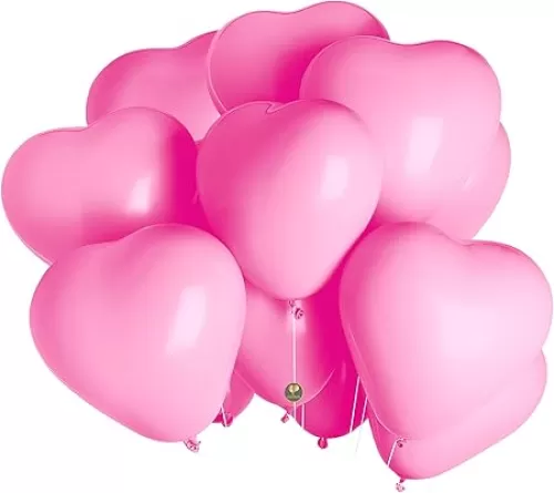 AFTERLOON® Biodegradable Balloons 100 pcs Pink 12 Inch Heart Shaped, Thickened Extra Strong Natural Latex Helium Float, Proposal Marriage Love Baby Shower Gender Reveal Wedding Bridal Corazones