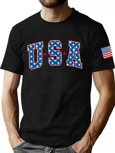 American Flag Shirts Men: 4th of July Patriotic T-Shirt USA Print Independence Day Tee Casual Tops