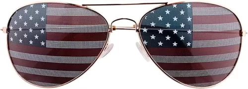 American USA Flag Design Metal Frame Aviator Sunglasses