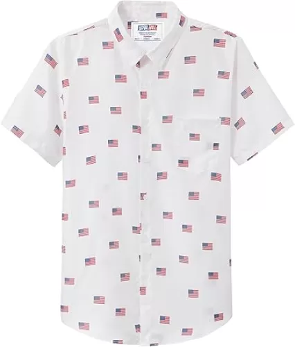 Arvilhill Men American Flag Button Shirt 4th of July Short Sleeve Shirts (S-3XL)