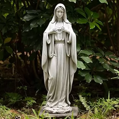 BC Catholic Immaculate Heart of Virgin Mary Statue, 24.5" H Holy Mother Statue for Garden, Mother Mary Décor for Outdoor Yard Patio Lawn Hallway, Religious Gift, Handpainted by Buildclassic