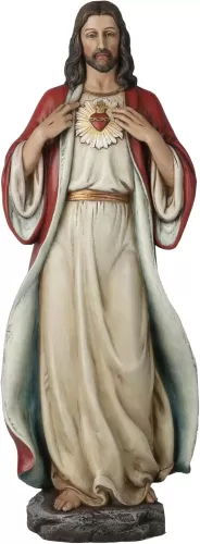 BC Catholic Sacred Heart of Jesus Statue, 16.7" H Jesus Christ Figure, Religious Gifts, Inspirational Indoor Home Decor Renaissance Sculpture Handmade by Buildclassic
