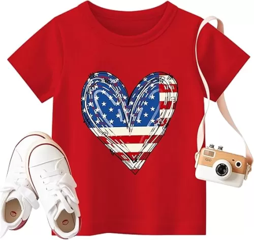 Boys Girls 4th of July Shirt Kids USA Shirts American Flag Tshirt Patriotic Tee Tops