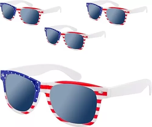 Bylion 4th of July Accessories Sunglasses for Women Men, 4 Pairs American Flag Sunglasses, Patriotic Party Favors Supplies Costume Dress-up & Pretend Play, Independence Day Memorial Day Decor