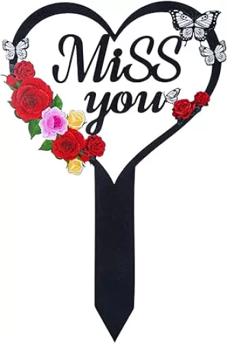 Cemetery Decorations for Grave, Happy Mom Dad Grave Decorations for Cemetery, Memorial Heart Grave Markers for Outdoors