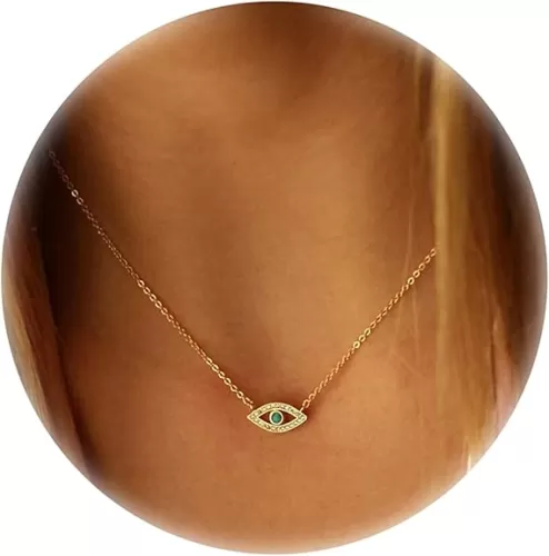 Collner 14K Gold Heart Pendant Necklace for Women Dainty Star Necklace Tiny Evil Eye Choker Necklace Boho Crescent Moon Necklace Minimalist Jewelry