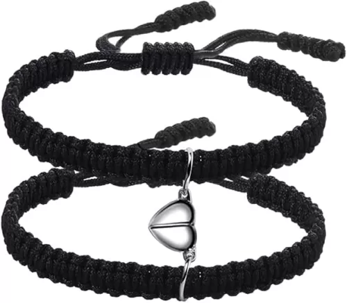 COLORFUL BLING 2pcs Friendship Couples Bracelets Love Heart Attraction Distance Matching Bracelet Lover Gifts for friend Relationship Jewelry