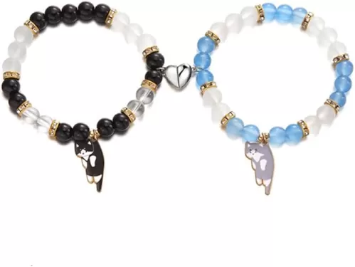 Couples Friendship Heart Bracelets Kawaii Cat Designs Best friend Matching Bracelet for Women Men