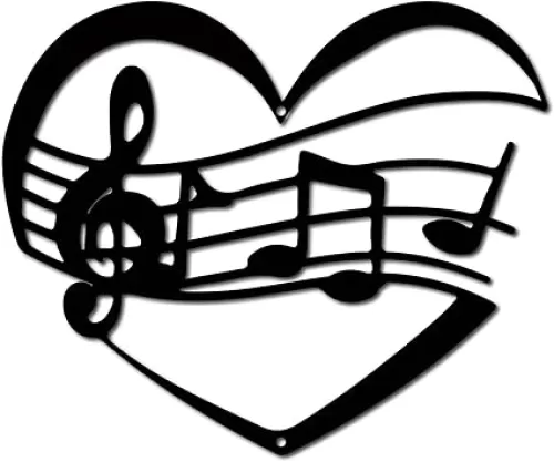 CREATCABIN Music Note Metal Wall Art Decor Black Wall Signs Iron Hanging Metal Ornament Sculpture Heart for Balcony Garden Home Living Room Decoration Outdoor Indoor Kitchen Gifts 11.8x9.8Inch