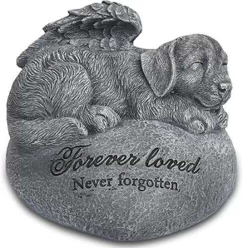 FriyGardcn Dog Pet Memorial Garden Stones Pet Loss Headstones in The Shape of a Heart for Dog Grave Marker Sculpture Decor Outdoor Statue
