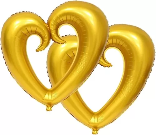Dzrige 40 Inch Gold Heart Foil Balloons Valentines Day Love Heart Balloons Big Heart Shaped Mylar Balloons for Valentines Day Party Engagement Anniversary Wedding Birthday Decor Supplies, 2 Pcs