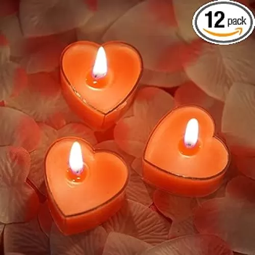 Efavormart 12 Pack Red Heart Shaped Tea Light Candles Birthday, Proposal, Wedding, Party, Engagement, and Table Decor