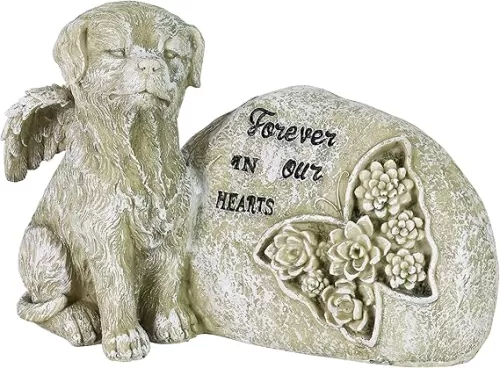 Exhart Dog Statue, Forever in Our Hearts Pet Memorial Garden Sculpture, Outdoor Garden Decoration, 10 x 7 Inch