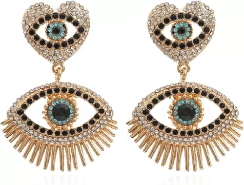 Eye Earrings for Women, Eye Heart Dangle Earrings, Evil Eye Earrings Hypoallergenic, Blue Eye Earrings Studs, Beaded Eyes Drop Earrings, Cute Eye Jewelry -s Funny Earrings