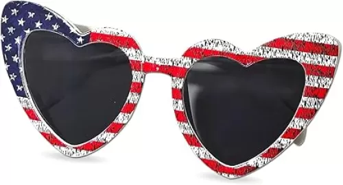 Fourth of July Sunglasses for Women - American Flag Heart Sunglasses Polarized Patriotic USA Glasses for 4th of July Accessories USA Flag Classic Patriot Independence Day Party Favor