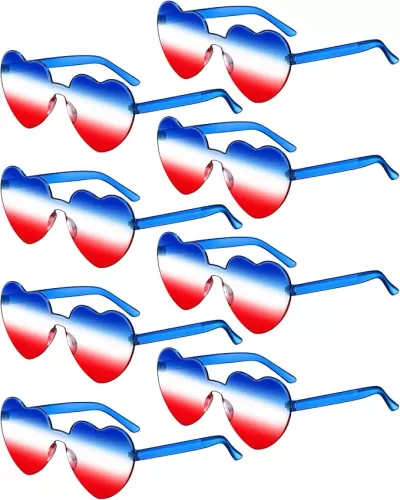 Frienda 8 Pairs Heart Shaped Sunglasses for Women Rimless Heart Glasses Candy Color Sunglasses for Party Favor