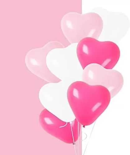 Heart Shaped Latex Balloons 12 Inch Valentines Balloons Birthday Propose Marriage Engagement Wedding Anniversary Valentine's Day Party Decor Supplies 30 Pcs White Pink Rose red
