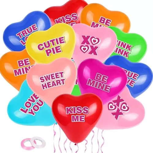 HOWAF 36pcs 12 Inch Heart Shaped Valentine's Day Balloons candy Heart Latex Balloons Happy Valentines Day Heart Party Balloons for Engagement Anniversary Valentine's Decorations Supplies
