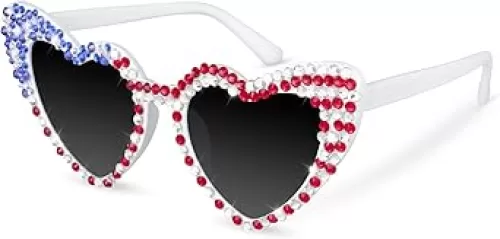 JUSTOTRY 4th of July Sunglasses, Red White and Blue Glasses Patriotic Decorations Forth of July Accessories
